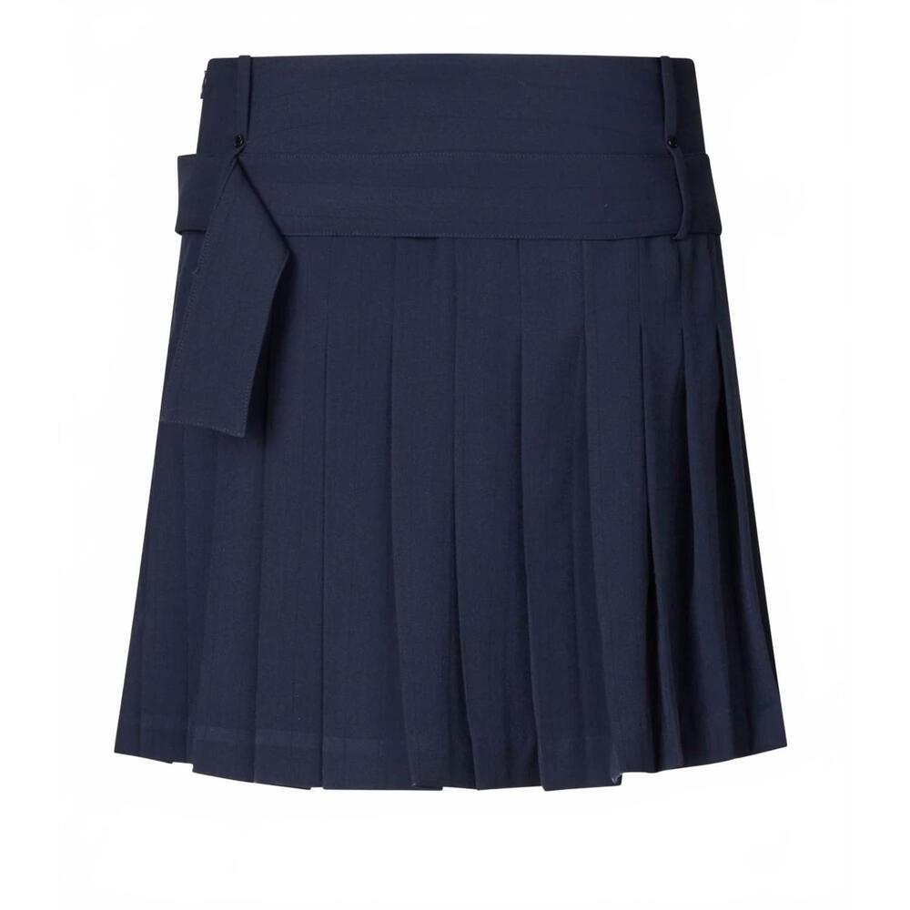 NEW STINE GOYA belted pleated mini skirt in dark blue - Picture 5 of 5